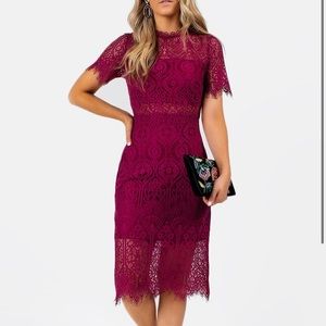Francesca’s Burgundy Lace Crop Midi-Dress